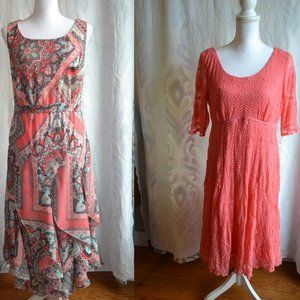 Lot of 2 Dresses Size 14 and 14W Handkerchief